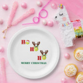 Assiettes En Carton Tennis Ball Ho Ho Ho Santa Reindeer Christmas (Fête)