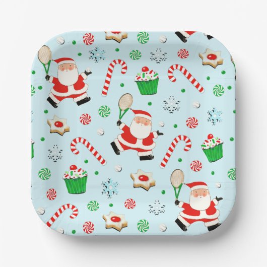 Assiettes En Carton Tennis Christmas Holiday Party (Recto)