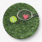 Assiettes En Carton Tennis et raquette sur arrière - plan vert (Devant)