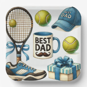 Assiettes En Carton Tennis Fête des pères ou thème d'anniversaire