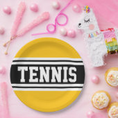 Assiettes En Carton TENNIS Jaune Orange Noir Rayures de Course (Fête)