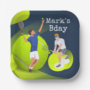 Assiettes En Carton Tennis Joueur de tennis d'anniversaire avec raquet
