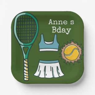 Assiettes En Carton Tennis Joueur de tennis d'anniversaire avec raquet