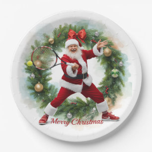 Assiettes En Carton Tennis Noël avec le Père Noël