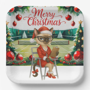 Assiettes En Carton Tennis Noël thème pour les amateurs de chat siamoi