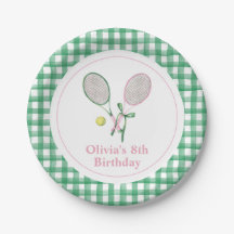 Tennis preppy plaid invitation d'anniversaire