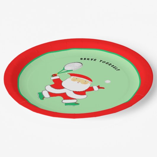 Assiettes En Carton Tennis Sports Christmas party paper plate (Angle)