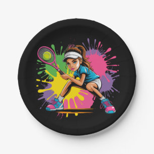 Assiettes En Carton Tennis Star Fille fête d'anniversaire