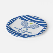 Assiettes En Carton Tennis sur mesure Country Club Bleu rayé (Angle)
