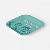 Assiettes En Carton Tentacles d'octopus blanc et aqua personnalisés (Angulaire)