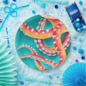 Assiettes En Carton Tentacles rouges orange (Fête)