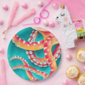 Assiettes En Carton Tentacles rouges orange (Fête)