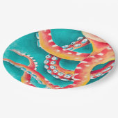 Assiettes En Carton Tentacles rouges orange (Angle)