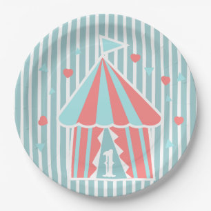 Assiettes En Carton Tente Cirque Mignonne Premier Anniversaire 