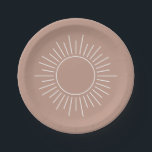 Assiettes En Carton Teraccotta Sun<br><div class="desc">Un arrière - plan de couleur terre avec un contour de soleil. Parfait pour la fête d'anniversaire de votre petit "Premier voyage autour du soleil" !</div>