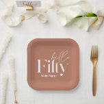 Assiettes En Carton Teracotta minimaliste moderne simple 50e anniversa<br><div class="desc">Typographie minimaliste moderne simple terre cuite et blanc décor de fête de 50ème anniversaire privilégient plaque de papier. Une collection contemporaine.</div>