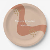 Assiettes En Carton Terme en terre cuite douce Mariage Abstrait modern (Devant)