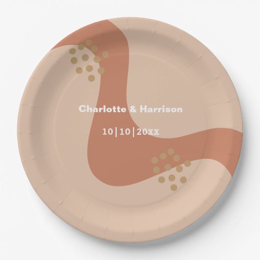 Assiettes En Carton Terme en terre cuite douce Mariage Abstrait modern (Devant)