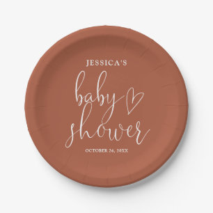 Assiettes En Carton Terracotta Boho Sexe Baby shower neutre