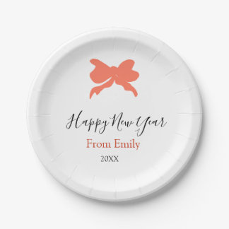 Assiettes En Carton Terracotta bow happy new year name year boho retro