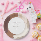 Assiettes En Carton Terracotta épicée moderne | Mariage de monogramme (Fête)