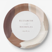 Assiettes En Carton Terracotta épicée moderne | Mariage de monogramme (Devant)