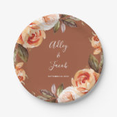 Assiettes En Carton Terracotta Fall Boho Floral Mariage (Devant)