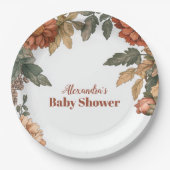 Assiettes En Carton Terracotta Floral Baby in Bloom Baby shower (Devant)