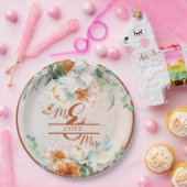 Assiettes En Carton Terracotta Floral Mariage M. et Mme (Fête)