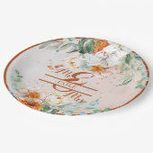 Assiettes En Carton Terracotta Floral Mariage M. et Mme (Angle)