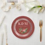 Assiettes En Carton Terracotta Floral Pine Bough Mariage Monogramme<br><div class="desc">Plaques de papier Monogramme Mariage à pépins floraux en terre cuite.</div>
