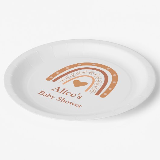 Assiettes En Carton Terracotta Genre Neutre Boho arc-en-ciel personnal (Angle)