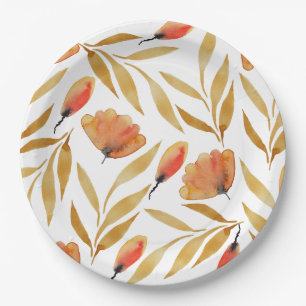 Assiettes En Carton Terracotta Mustard Jaune Floral