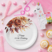 Assiettes En Carton Terracotta Orange Fall Flowers 100e anniversaire (Fête)