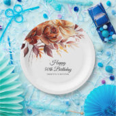 Assiettes En Carton Terracotta Orange Fall Flowers 50e anniversaire (Fête)