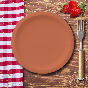 Assiettes En Carton Terracotta Orange Solide Couleur Chaleureuse & Con
