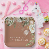 Assiettes En Carton Terracotta simple botanique moderne et élégant feu (Fête)