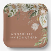 Assiettes En Carton Terracotta simple botanique moderne et élégant feu (Recto)