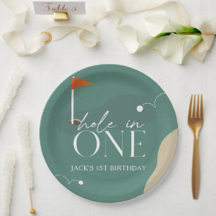 Assiettes En Carton Terrain de golf Hole in One 1er anniversaire