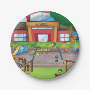 Assiettes En Carton Terrain de jeu scolaire