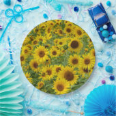 Assiettes En Carton Terrain de tournesol jaune (Fête)