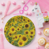 Assiettes En Carton Terrain de tournesol jaune (Fête)
