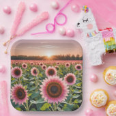 Assiettes En Carton Terrain rose (Fête)