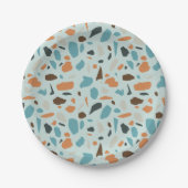 Assiettes En Carton Terrazzo bleu Motif (Devant)