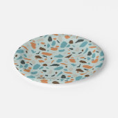 Assiettes En Carton Terrazzo bleu Motif (Angle)