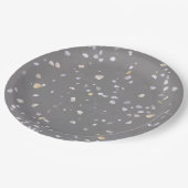 Assiettes En Carton Terrazzo gris moderne (Angle)
