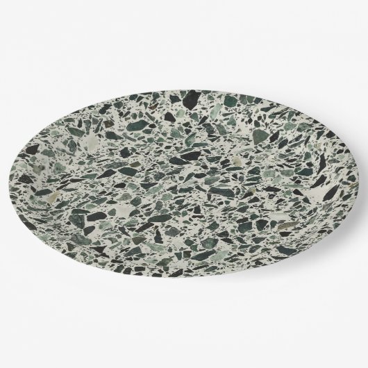Assiettes En Carton Terrazzo Vert Moderne (Angle)