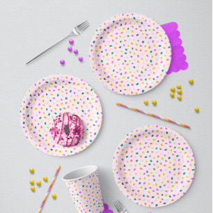 Assiettes En Carton Terrazzo vibrant Confetti Fête Rose Lemonade