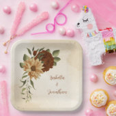 Assiettes En Carton terre cuite rustique verdure fleurie (Fête)