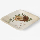 Assiettes En Carton terre cuite rustique verdure fleurie (Angulaire)